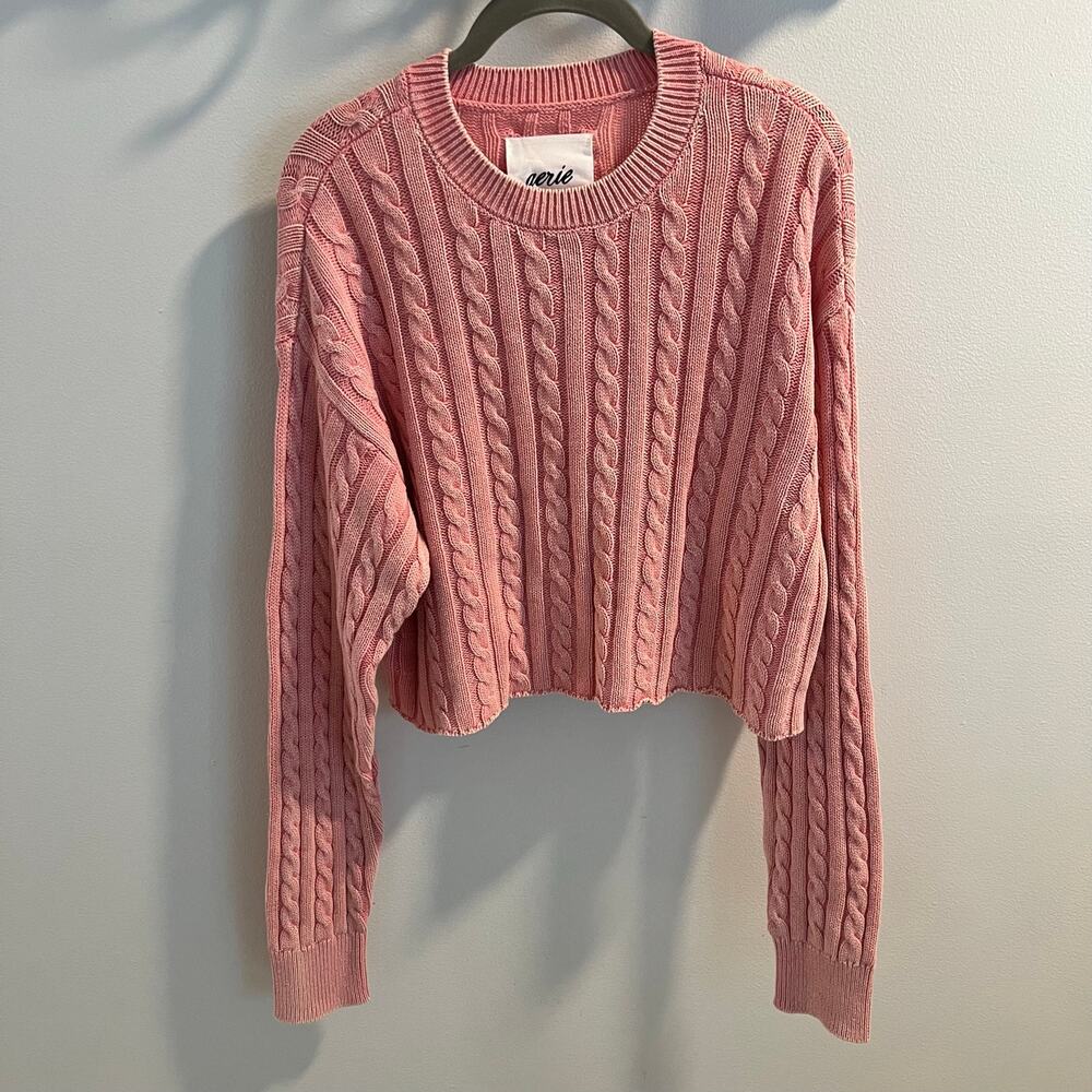 NWT Aerie Pink Cropped Pullover Sweater Size M